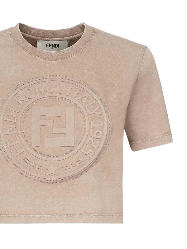 FENDI: t-shirts online - Cropped T-Shirt With Logo