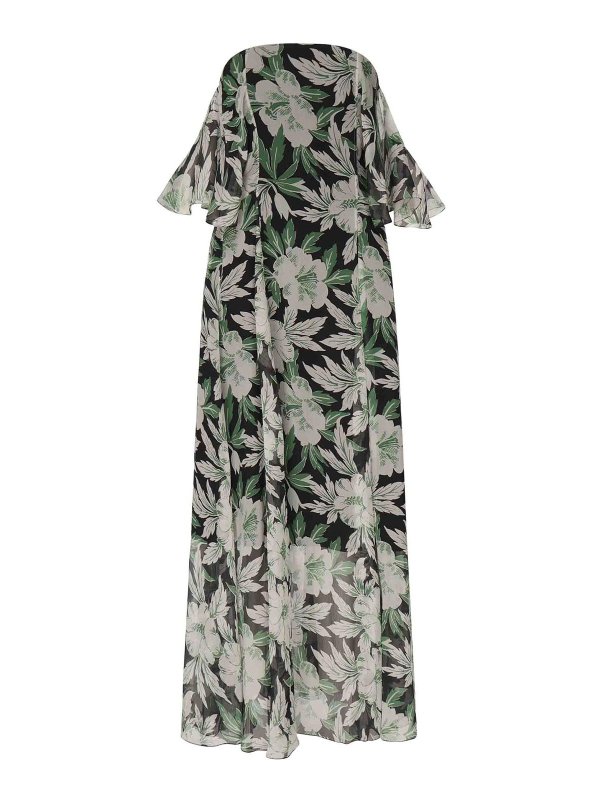 LOEWE: knee length dresses - Floral Print Silk Dress