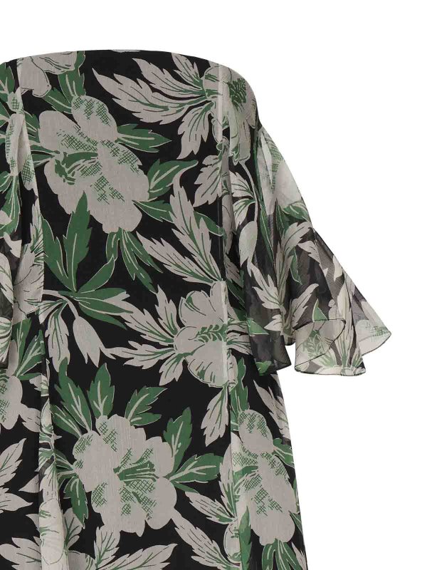 LOEWE: knee length dresses online - Floral Print Silk Dress