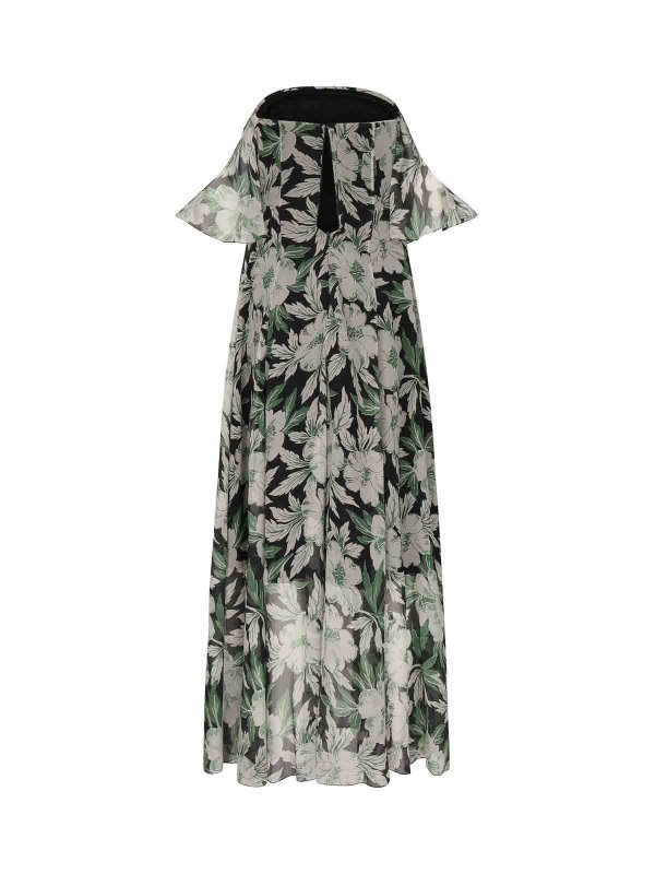 The Best Shops LOEWE: knee length dresses - Floral Print Silk Dress