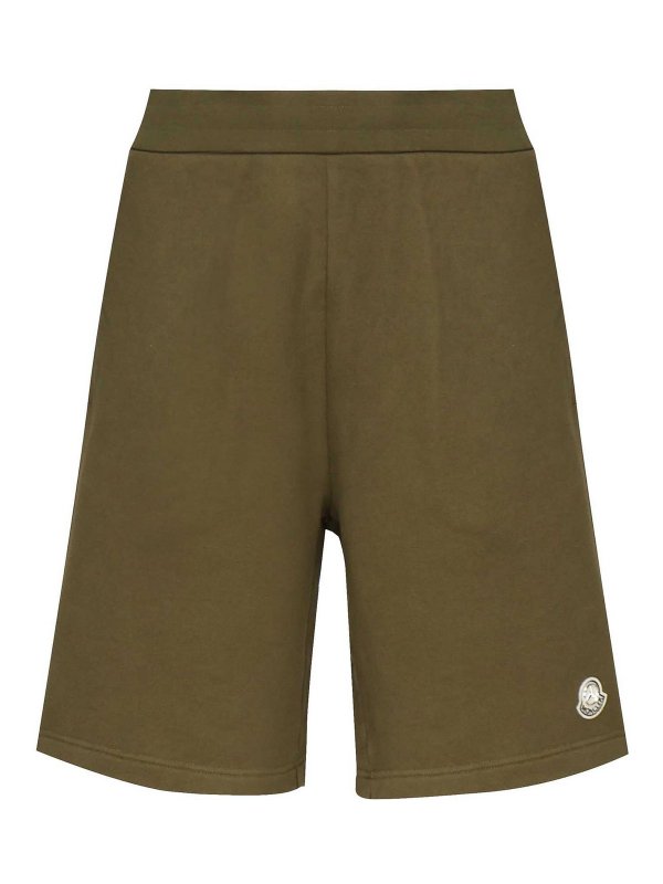 MONCLER: pantaloni shorts - Pantaloncini di cotone con logo