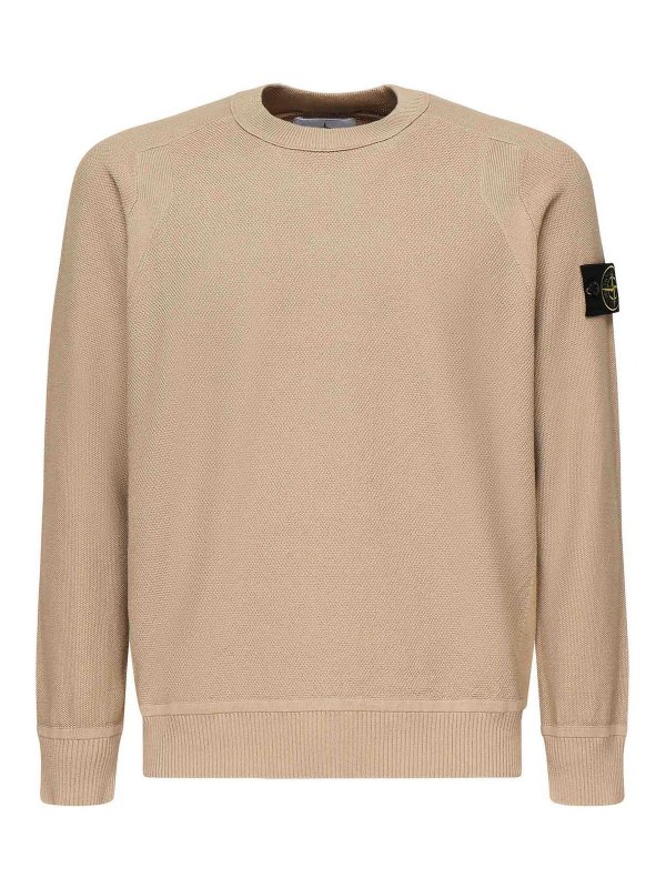 STONE ISLAND: Strickpullover mit Rundhalsausschnitt - Rundhalspullover - Beige
