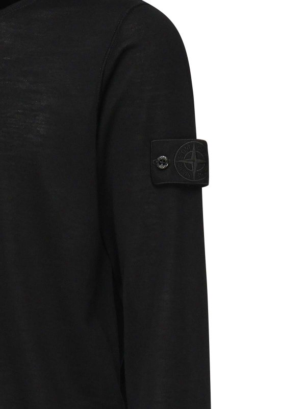 The Best Shops STONE ISLAND: crew necks - Black Crew Neck Sweater In Light Wool