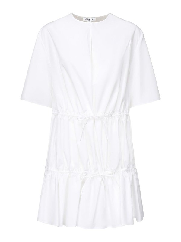 Alaïa Ruffled T-Shirt Dress White Women AA9R2659T611B000