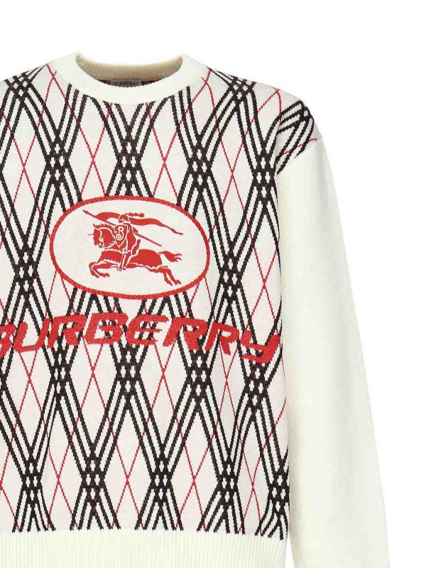 BURBERRY: Strickpullover mit Rundhalsausschnitt online - Rundhalspullover - Weiß