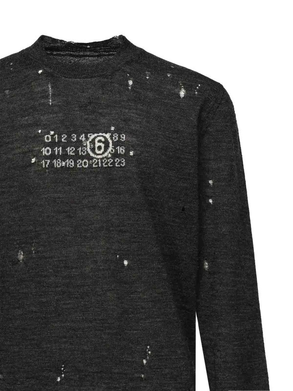 MM6 MAISON MARGIELA: Suéteres con cuello pico online - Suéter Cuello Redondo - Gris