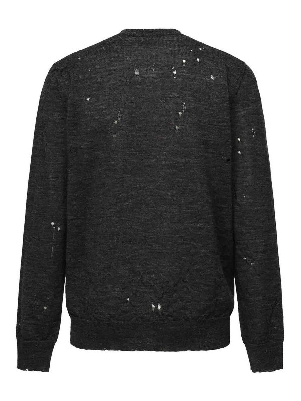 The Best Shops MM6 MAISON MARGIELA: Suéteres con cuello pico - Suéter Cuello Redondo - Gris