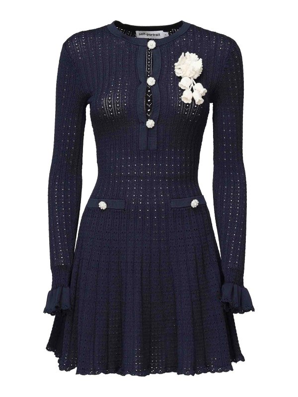self portrait crochet knit dress Openwork Mini Farfetch