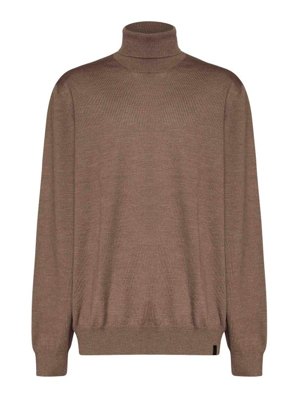 FAY: Strickpullover mit Rundhalsausschnitt - Rundhalspullover - Beige