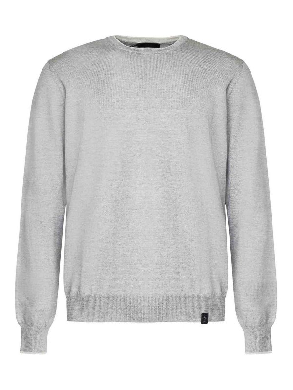 FAY: crew necks - Sweater With Profile Patches On The Elbows