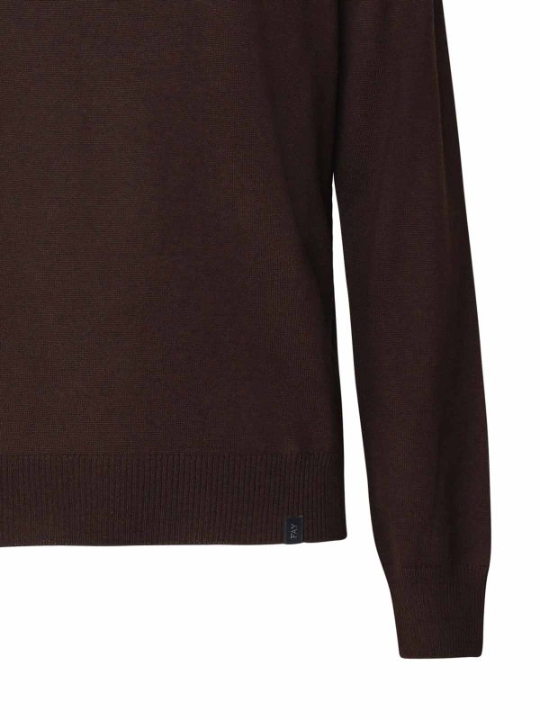 The Best Shops FAY: Suéteres con cuello pico - Suéter Cuello Redondo - Marrón