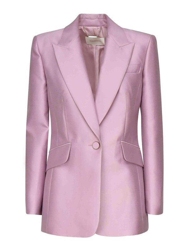 ZIMMERMANN: casual jackets - Single-Breasted Jacket In Wool And Silk