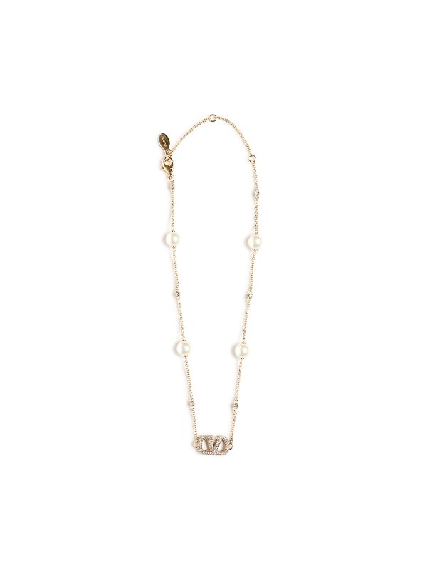 VALENTINO GARAVANI: Necklaces & Chokers online - Vlogo Signature Pearl Necklace