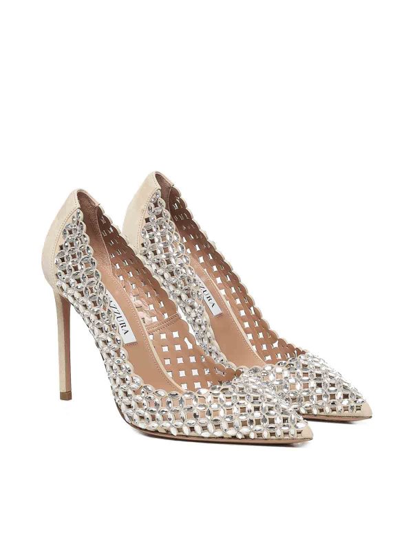 Aquazzura: court shoes online - Suede Pumps With Crystals