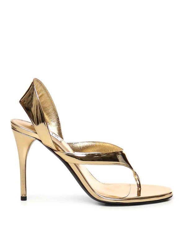 Alaïa: sandals - Flip-Flop Sandals In Laminated Leather
