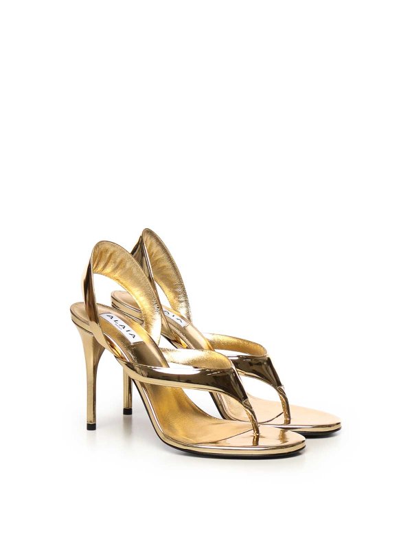 Alaïa: sandals online - Flip-Flop Sandals In Laminated Leather