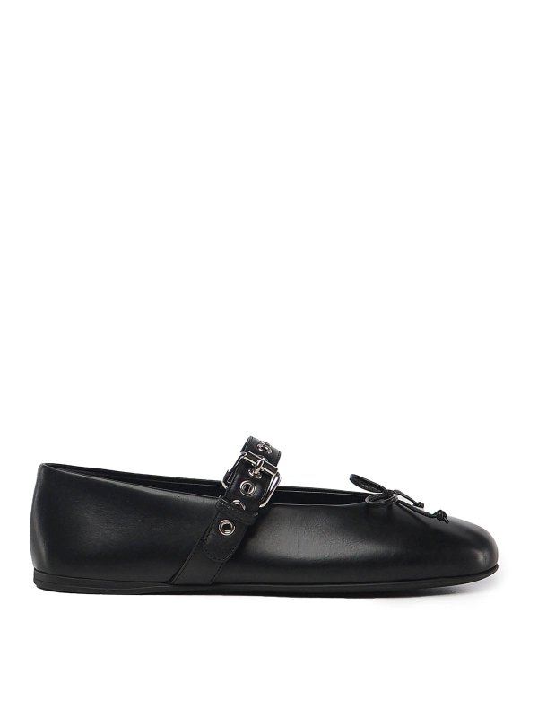 MIU MIU: flat shoes - Leather Ballerinas