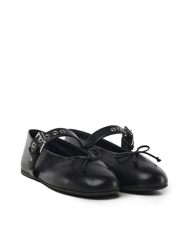 MIU MIU: flat shoes online - Leather Ballerinas