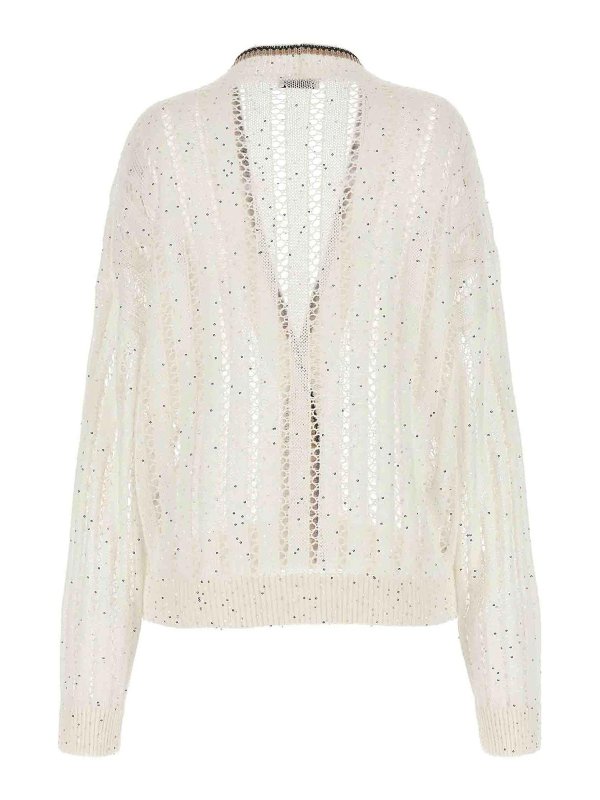 BRUNELLO CUCINELLI: cardigans online - Dazzling Ribbed Net Cardigan