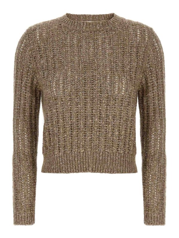 BRUNELLO CUCINELLI: Suéteres con cuello pico - Suéter Cuello Redondo - Beis