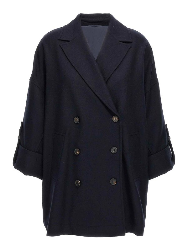 BRUNELLO CUCINELLI: ショートコート - ショートコート - ブルー