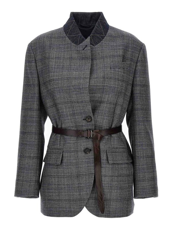 BRUNELLO CUCINELLI: ブレザー - ブレザー - グレー