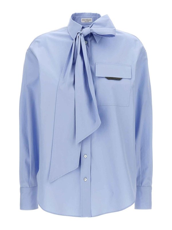 BRUNELLO CUCINELLI: shirts - Shiny Flap Detail Shirt