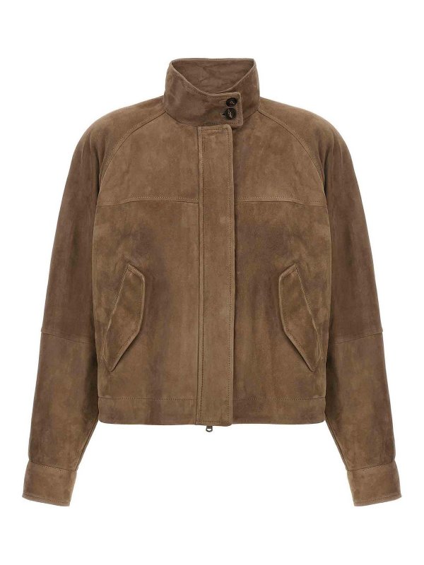 BRUNELLO CUCINELLI: leather jacket - Monile Suede Jacket
