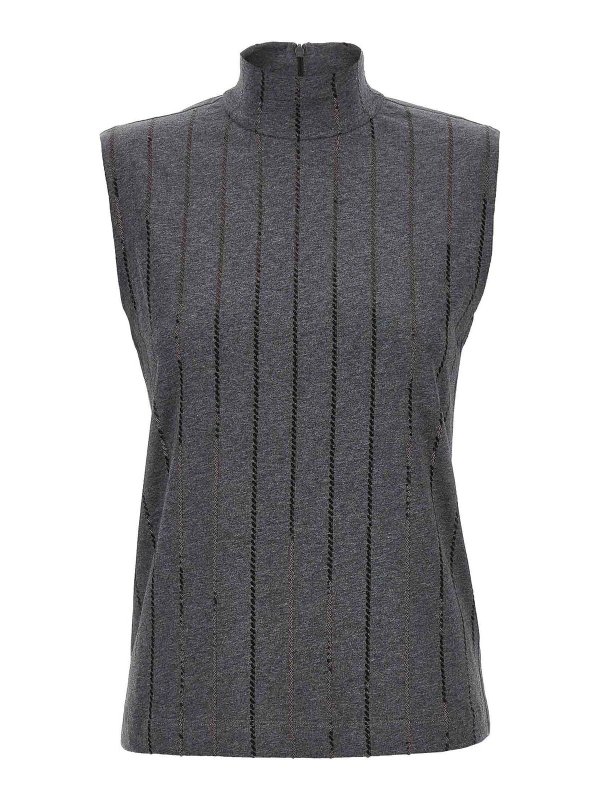 BRUNELLO CUCINELLI: Tops y camisetas sin mangas - Top - Gris