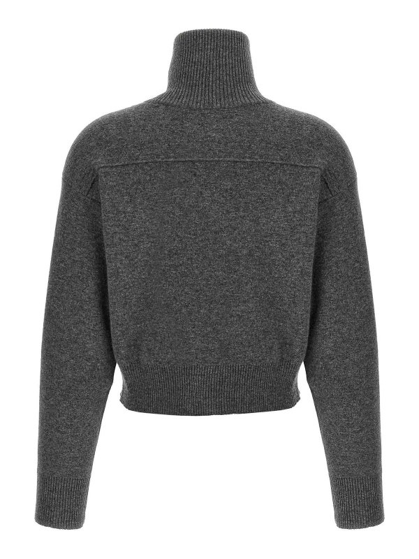 BRUNELLO CUCINELLI: cardigans online - Shiny Zipper Pull Wool Cardigan