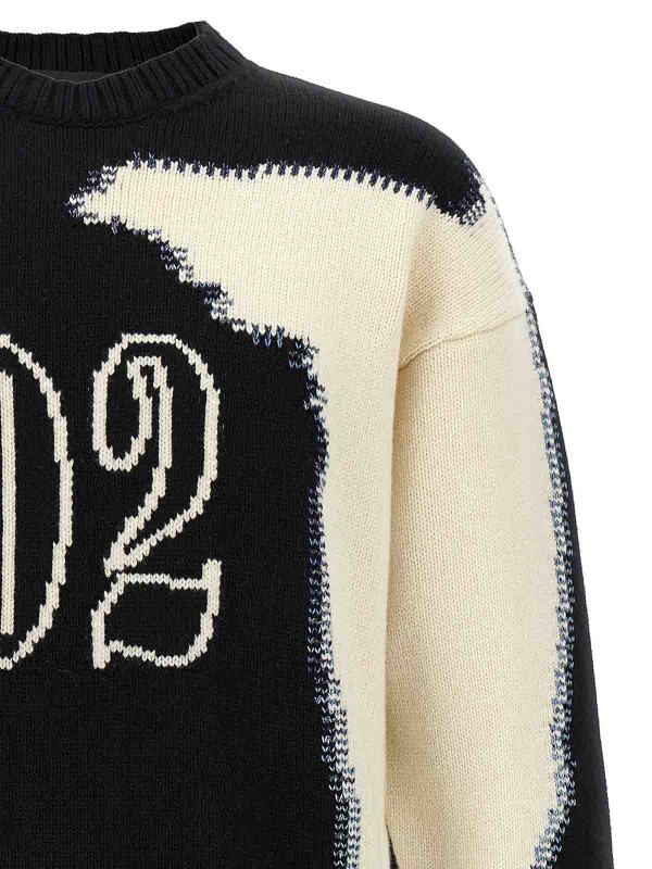 The Best Shops DSQUARED2: Suéteres con cuello pico - Suéter Cuello Redondo - Blanco