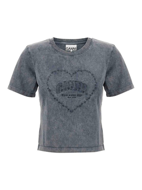 GANNI: Camisetas - Camiseta - Gris
