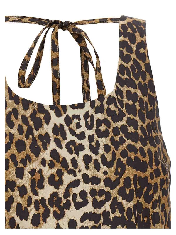 The Best Shops GANNI: short dresses - Leopard Cotton Poplin Mini Dress