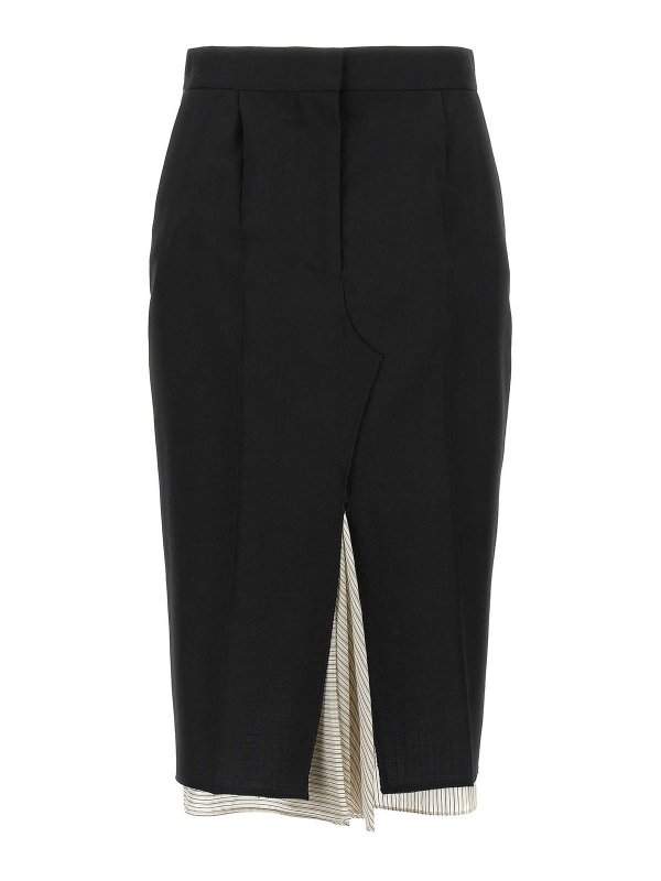 スカート MARNI FW25 Exposed lining skirt (GOMA0767U0TW839 00N99) Black wool midi skirt with visible lining | Marni