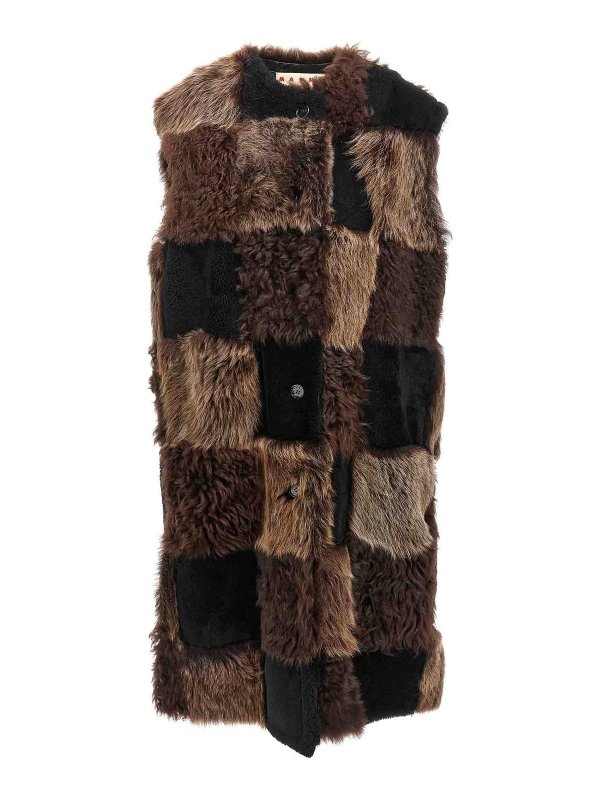 Marni: vests - Long Shearling Vest