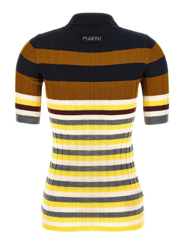 Marni: polo shirts online - Ribbed Wool Polo Shirt