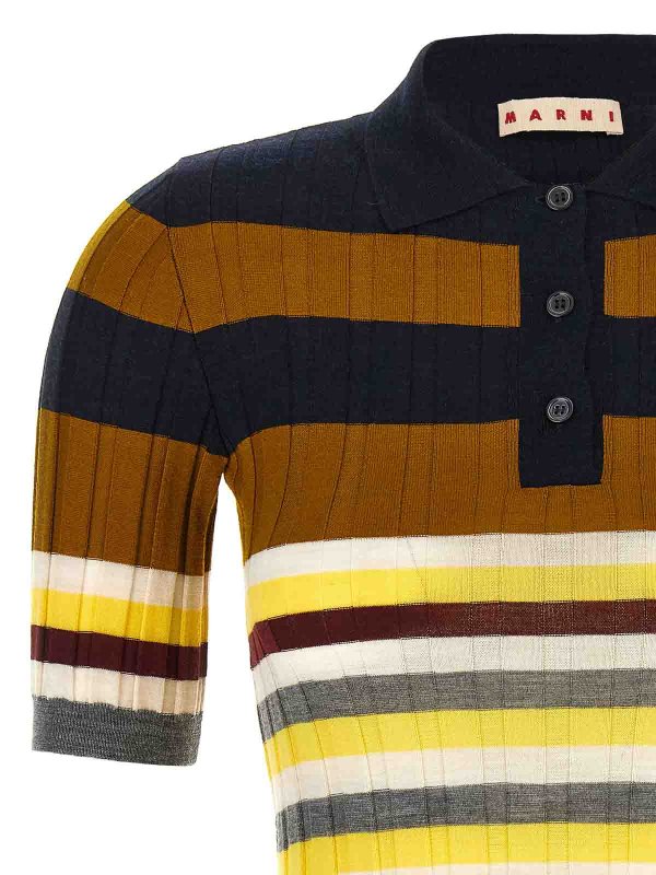 The Best Shops Marni: polo shirts - Ribbed Wool Polo Shirt