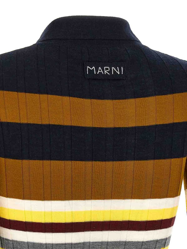 Tシャツ・カットソー MARNI FW25 Ribbed wool polo shirt (POMD0055EQUFW537 MXY20) Marni Ribbed Wool Polo Shirt - Multicolour