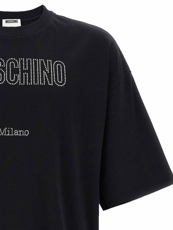 The Best Shops MOSCHINO: t-shirts - Rhinestone logo t-shirt
