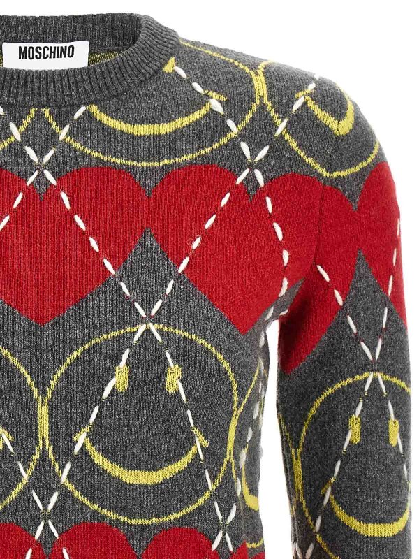 The Best Shops MOSCHINO: Strickpullover mit Rundhalsausschnitt - Rundhalspullover - Bunt