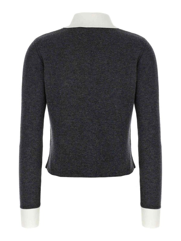 Self Portrait: cardigan online - Cardigan con colletto a contrasto grigio