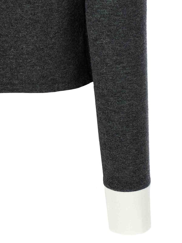 Cardigan con colletto a contrasto grigio shop online: Self Portrait