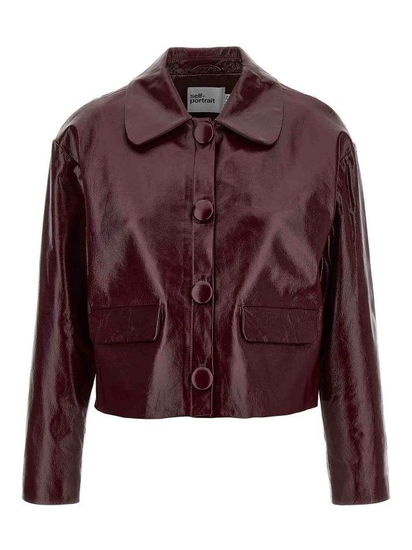 Self Portrait: レザージャケット - レザージャケット - ダークレッド
