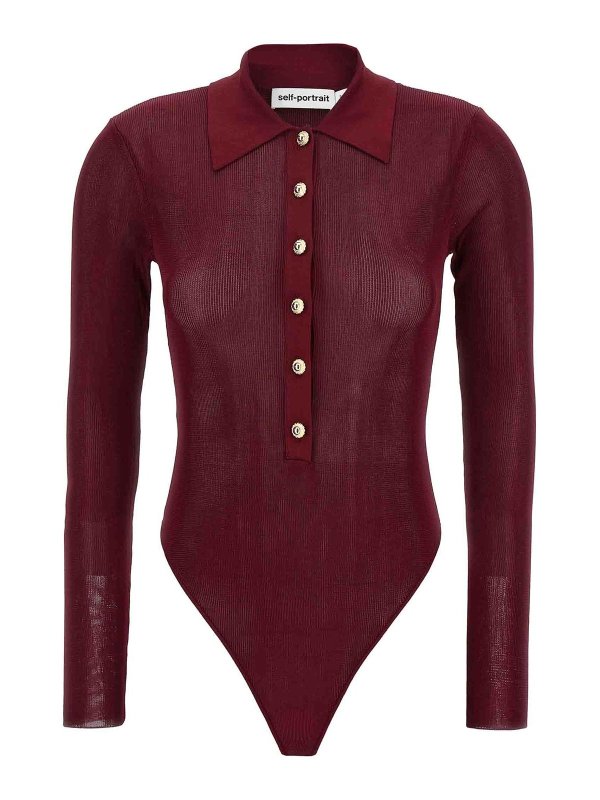 Self Portrait: ポロシャツ - ポロシャツ - ダークレッド