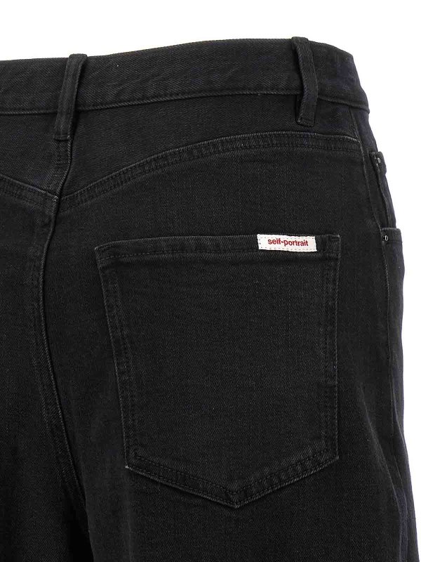 Jeans per gamba a barile nera shop online: Self Portrait