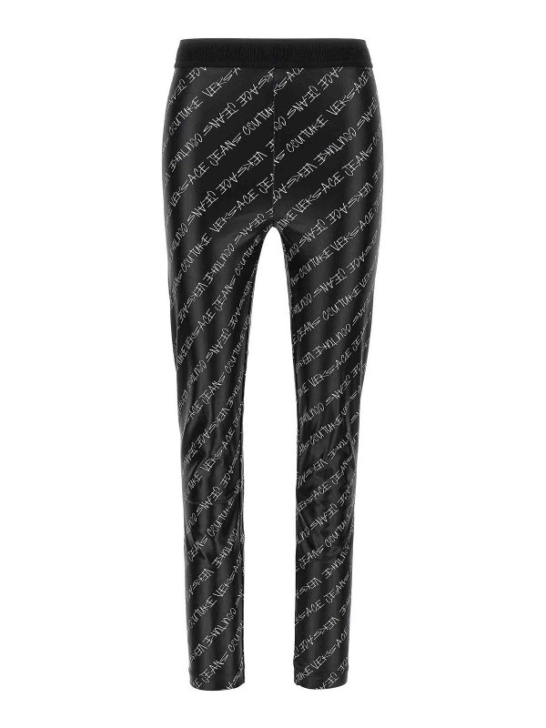 VERSACE JEANS: leggings - Leggings di stampa del logo