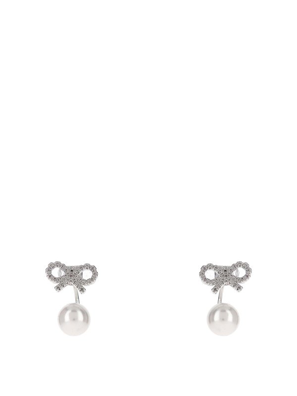 Self Portrait: Earrings - Crystal Bow Pearl Jacket Earrings