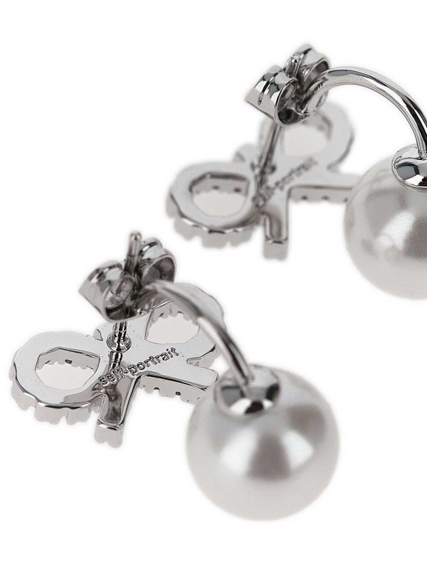 Self Portrait: Earrings online - Crystal Bow Pearl Jacket Earrings