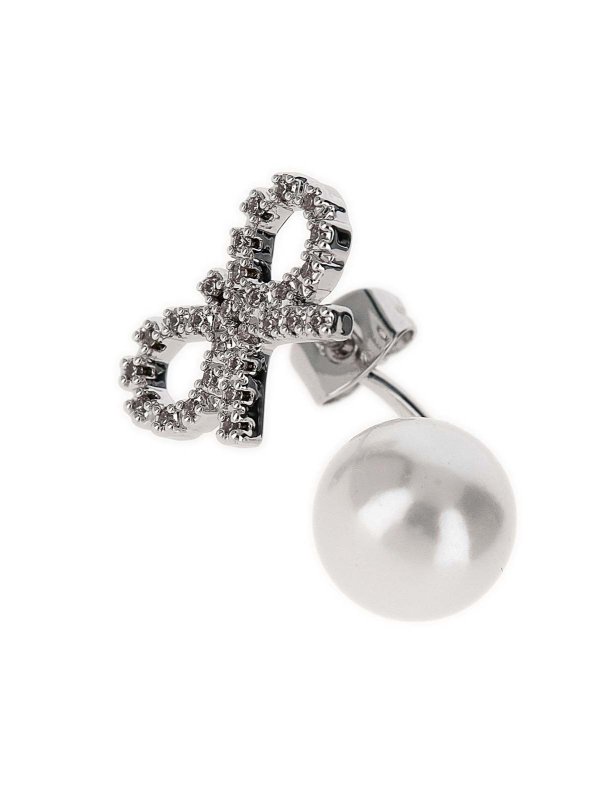 The Best Shops Self Portrait: Earrings - Crystal Bow Pearl Jacket Earrings