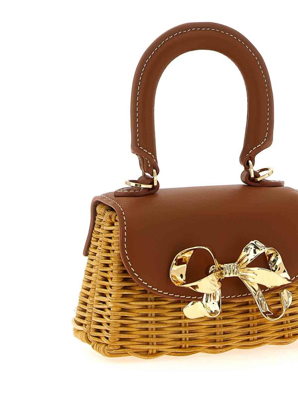 The Best Shops Self Portrait: totes bags - Rattan Micro Bow Handbag